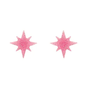 Atomic Star Glitter Stud Earring - Pink