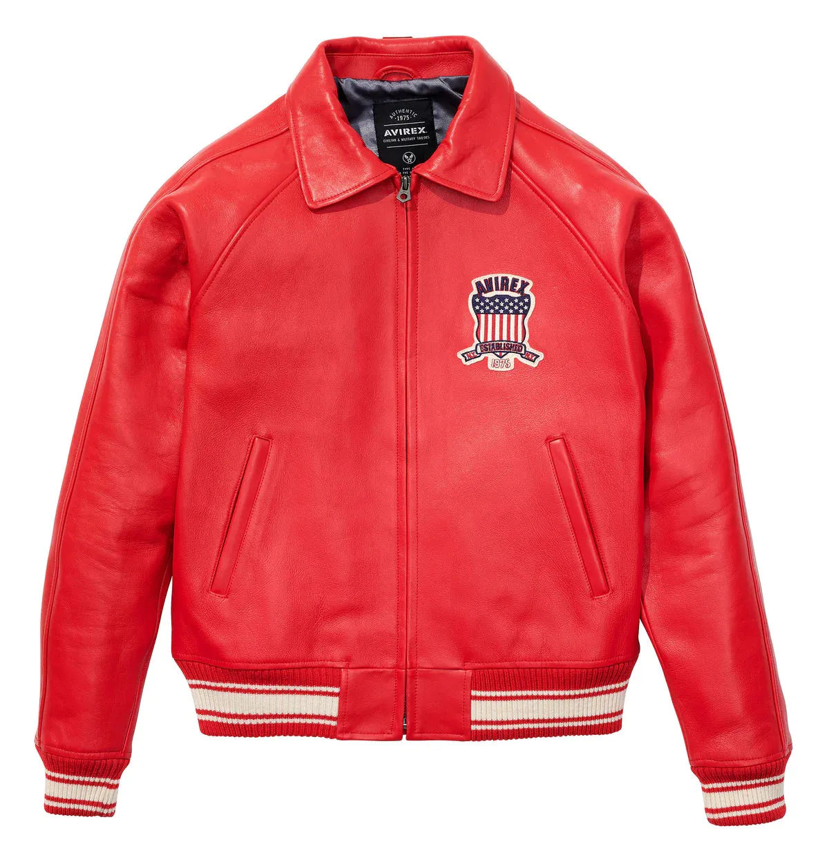 AVIREX ICON LEATHER JACKET - RED