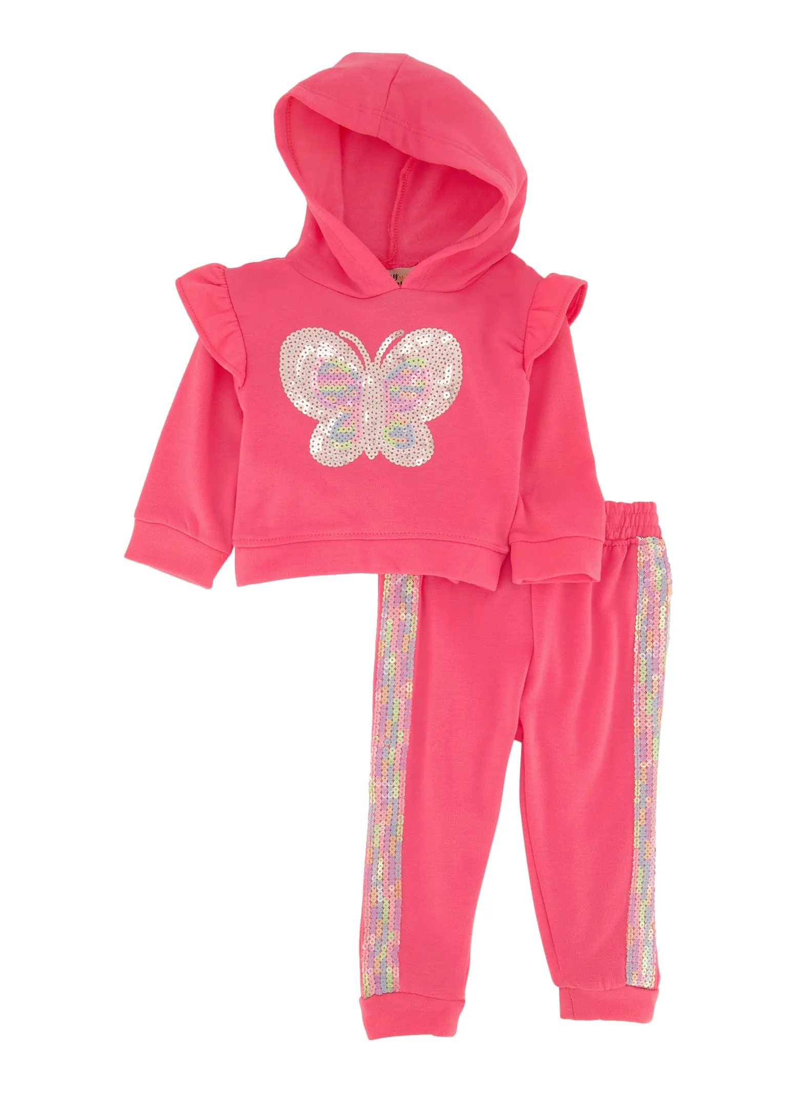 Baby Girls 12-24M Butterfly Sequin Hoodie and Joggers