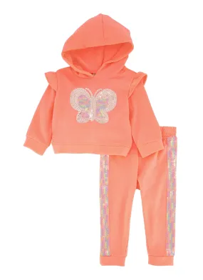 Baby Girls 12-24M Butterfly Sequin Hoodie and Joggers