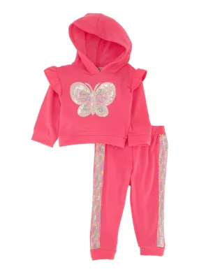 Baby Girls 12-24M Butterfly Sequin Hoodie and Joggers