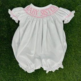 Baby Sister Smocked Bubble Romper