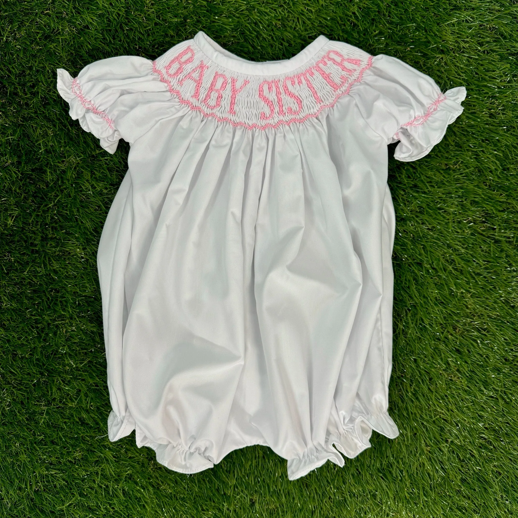 Baby Sister Smocked Bubble Romper