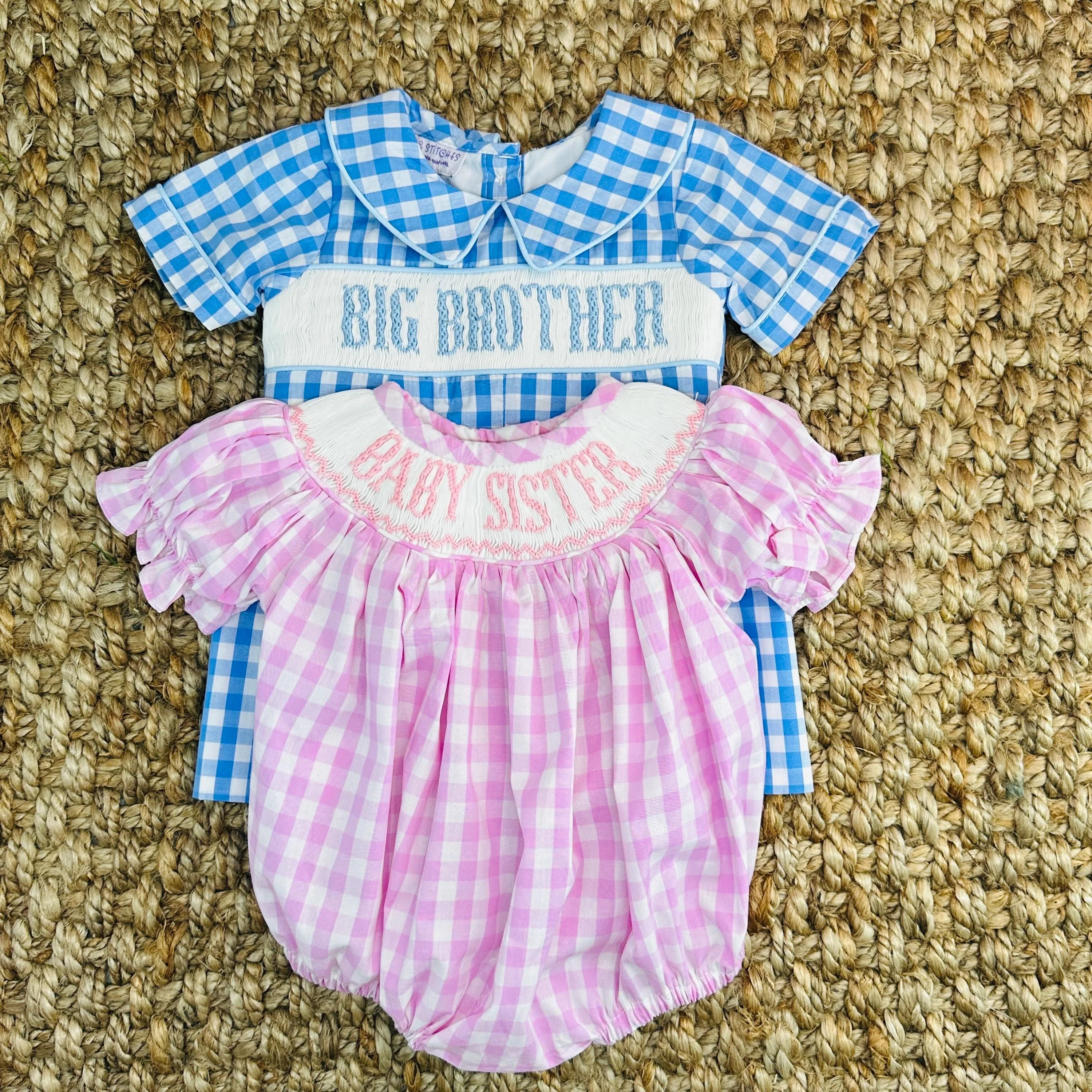 Baby Sister Smocked Gingham Romper