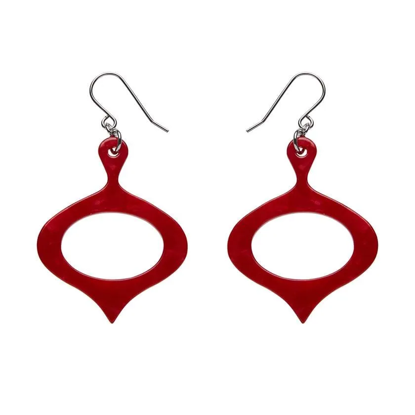 Bauble Ripple Resin Drop Earrings - Red