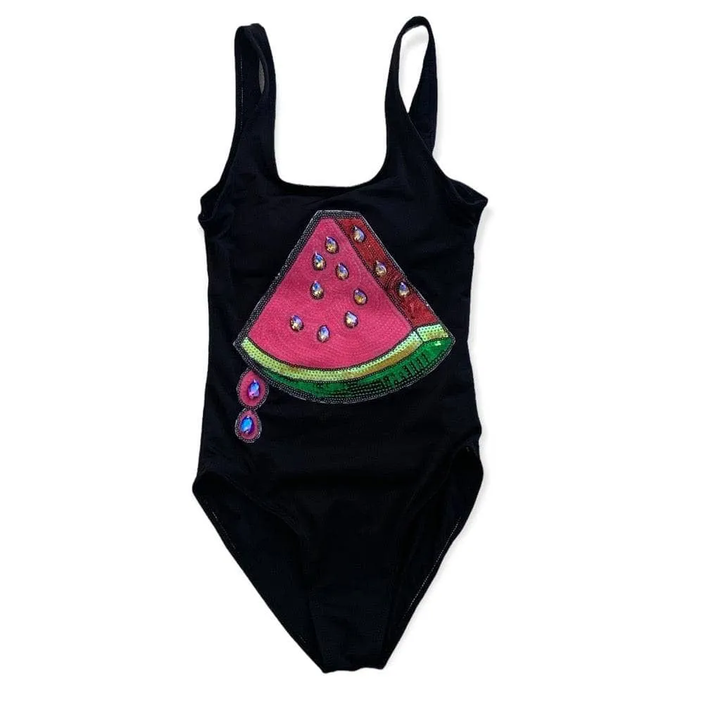 Bead Watermelon Swimsuit Black