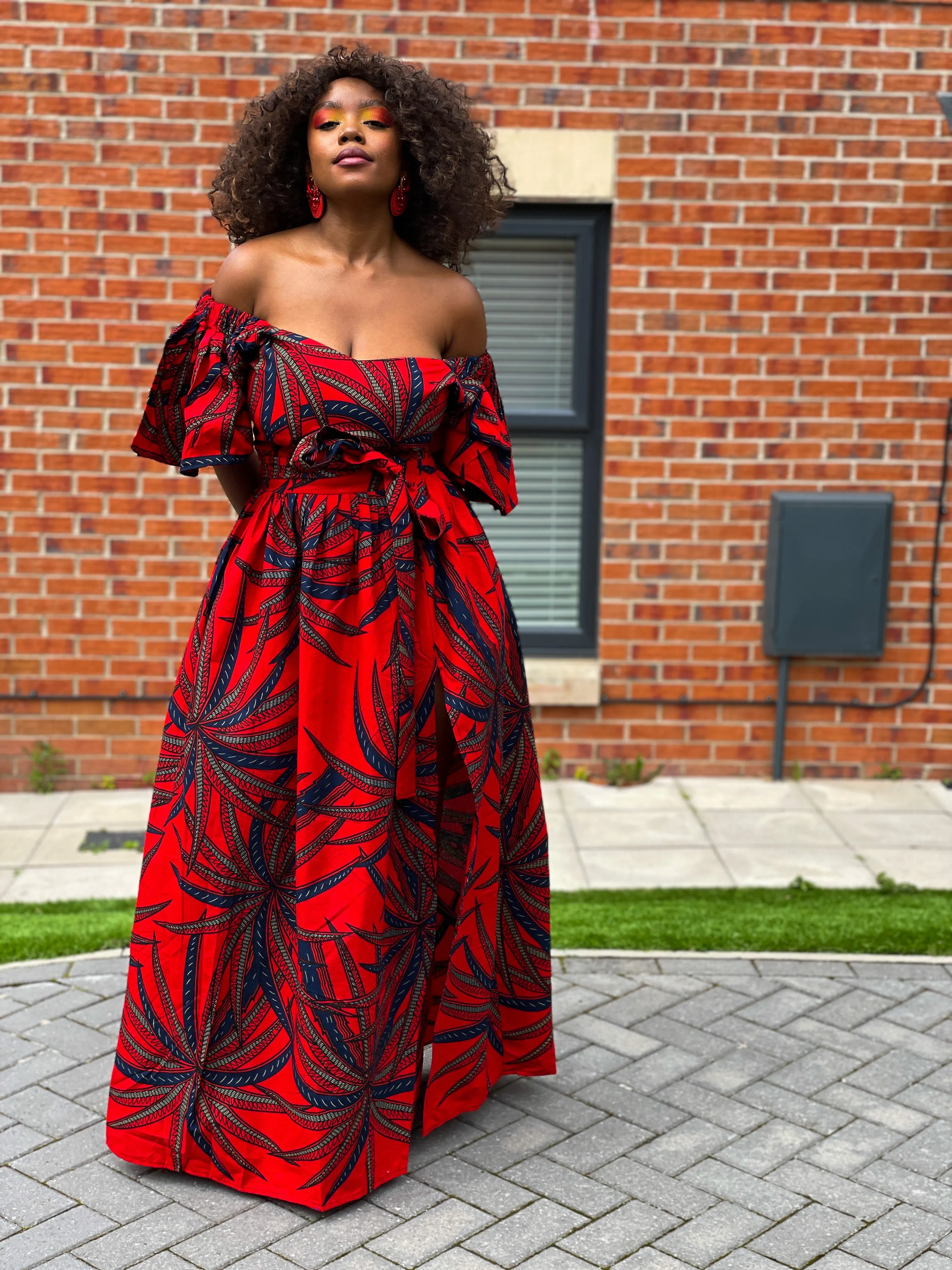 Beatrice Ankara Maxi Dress | Red African Print