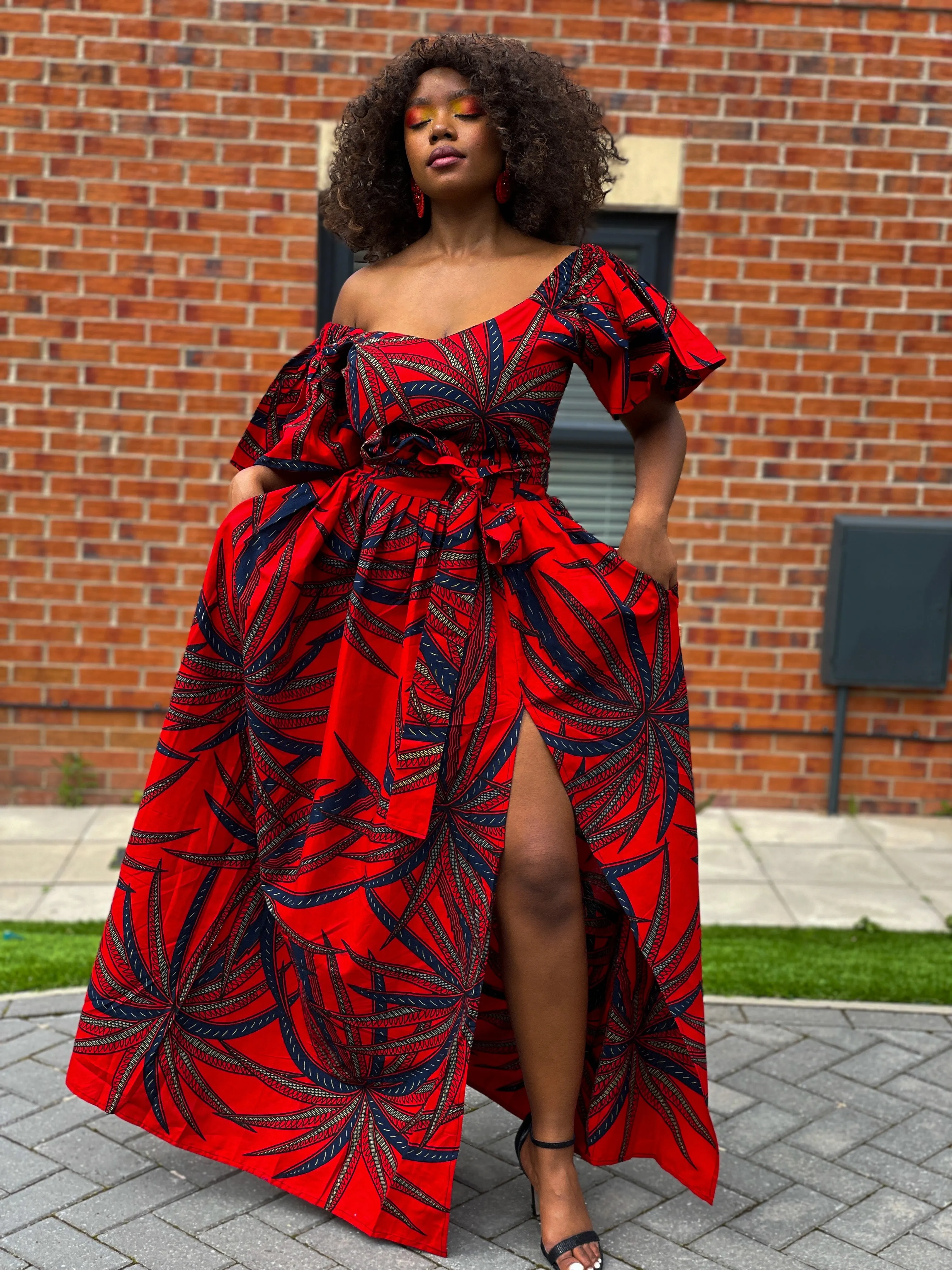 Beatrice Ankara Maxi Dress | Red African Print