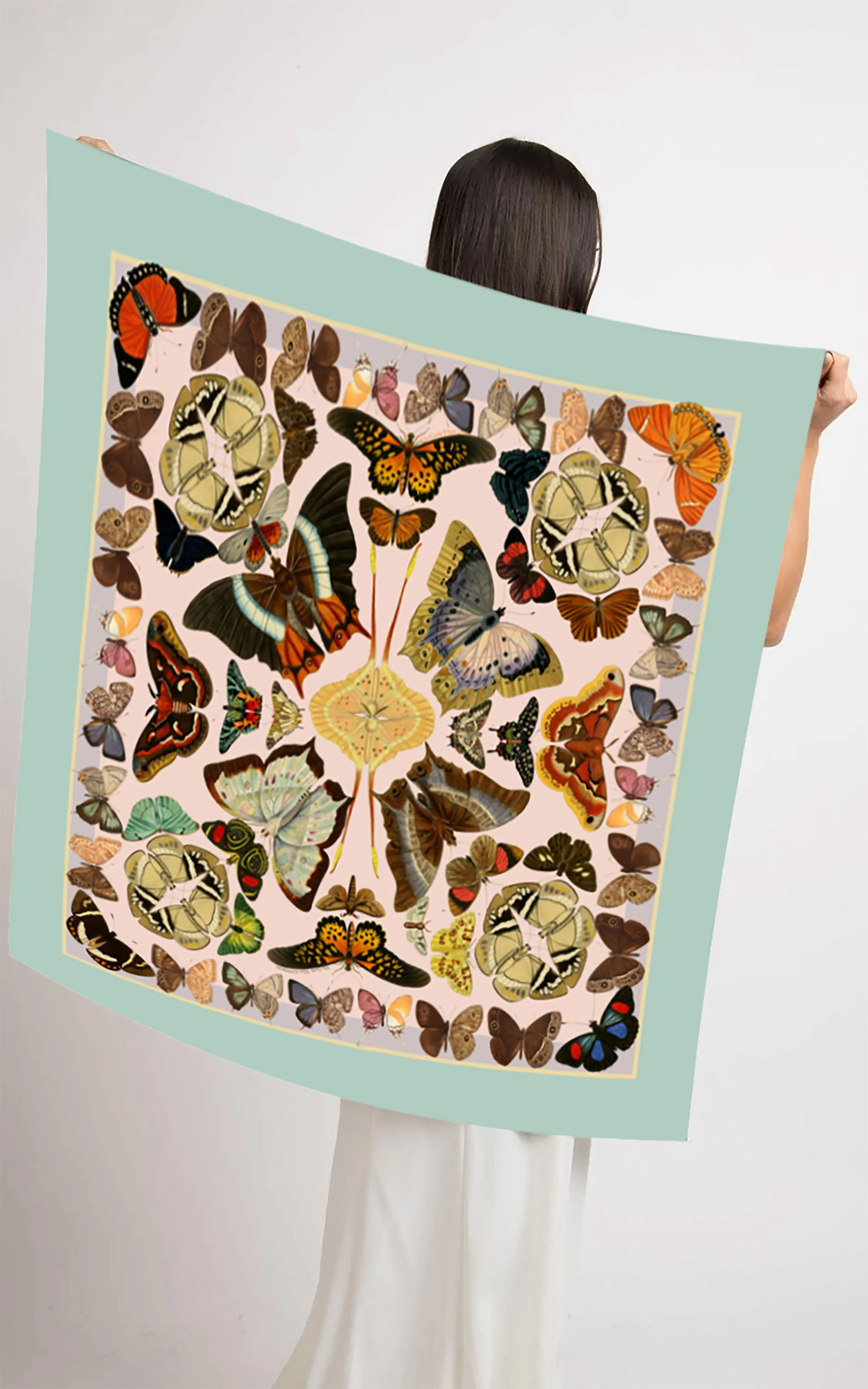 Beautiful Butterfly Square Silk Scarf_Bright Orange