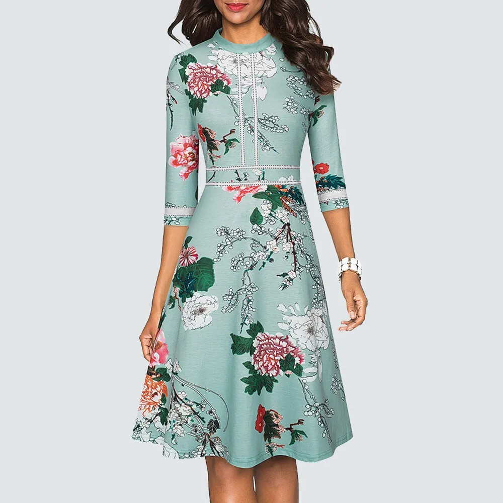 BerriesJam - 2024 Vintage Swing Office A Line Party Patchwork Dress