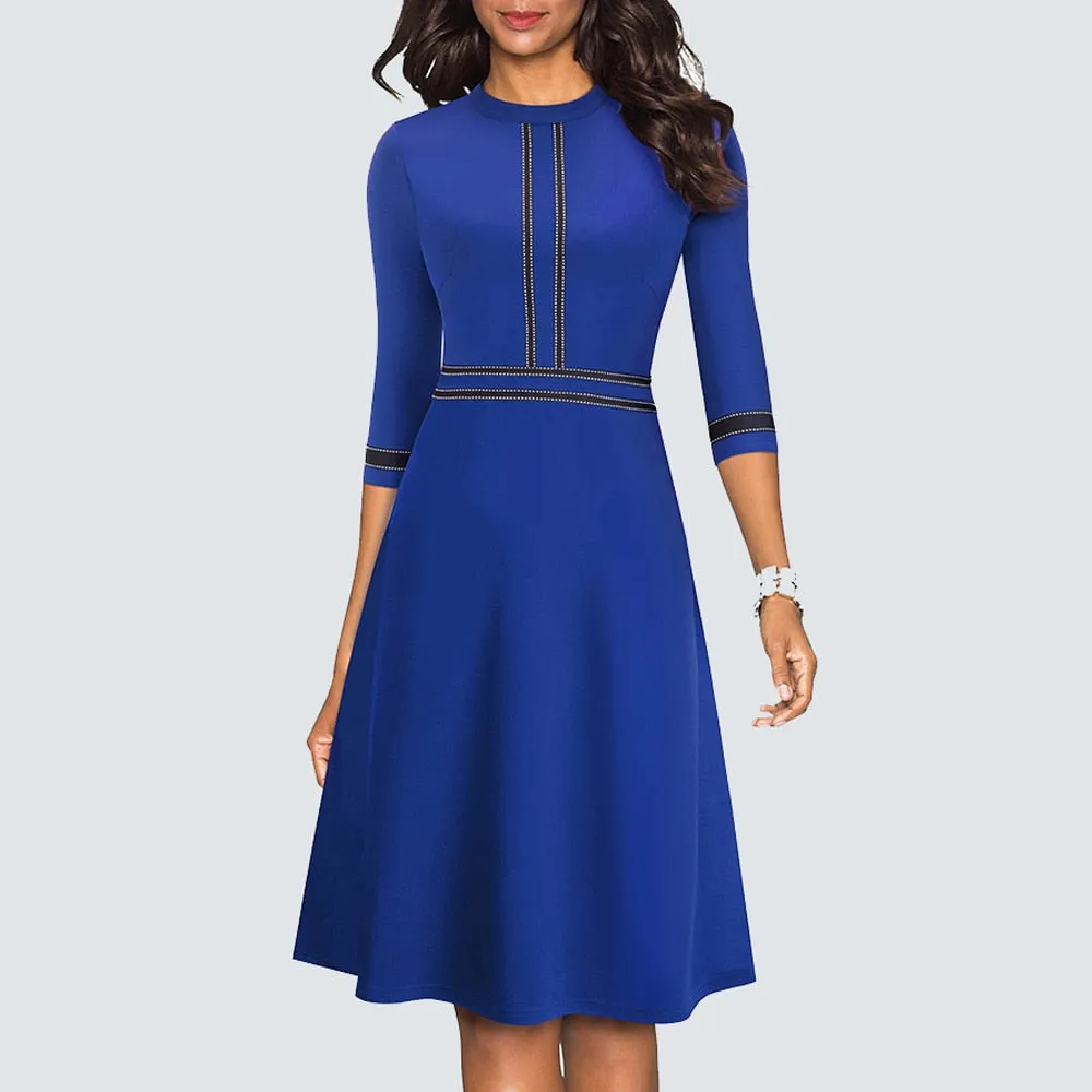 BerriesJam - 2024 Vintage Swing Office A Line Party Patchwork Dress