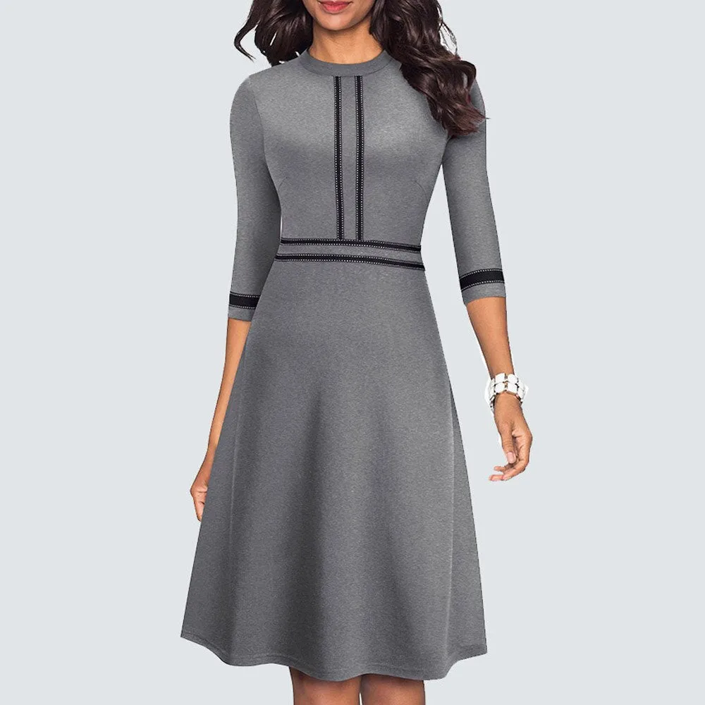 BerriesJam - 2024 Vintage Swing Office A Line Party Patchwork Dress