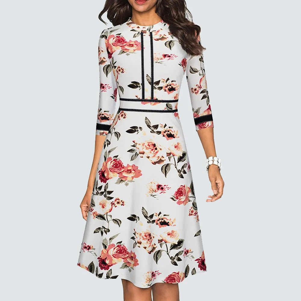 BerriesJam - 2024 Vintage Swing Office A Line Party Patchwork Dress