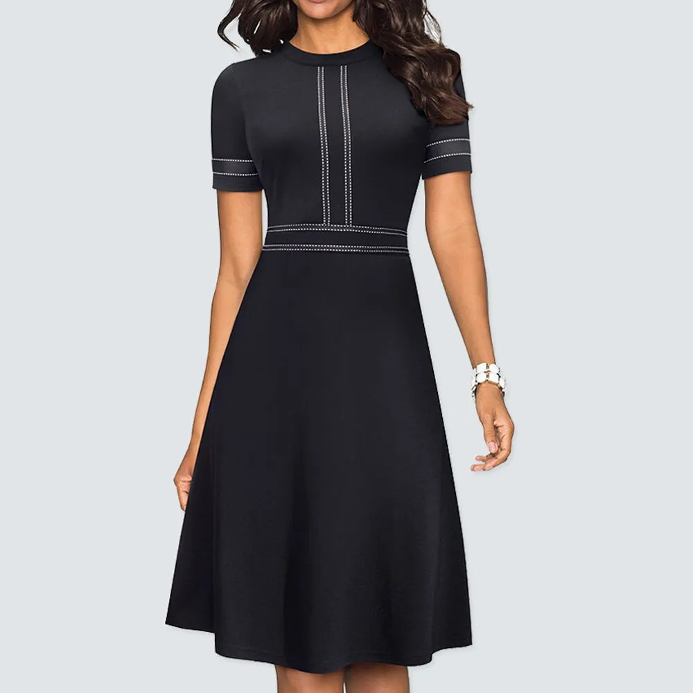 BerriesJam - 2024 Vintage Swing Office A Line Party Patchwork Dress