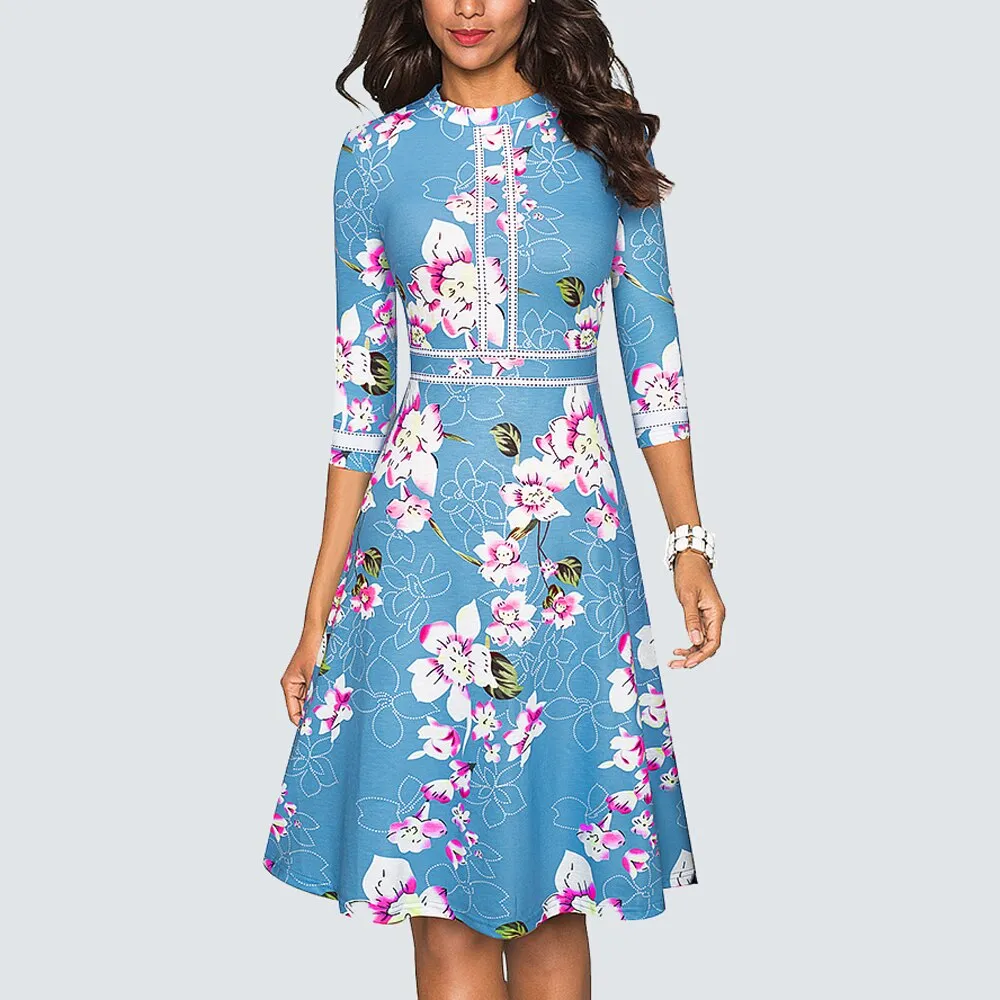 BerriesJam - 2024 Vintage Swing Office A Line Party Patchwork Dress