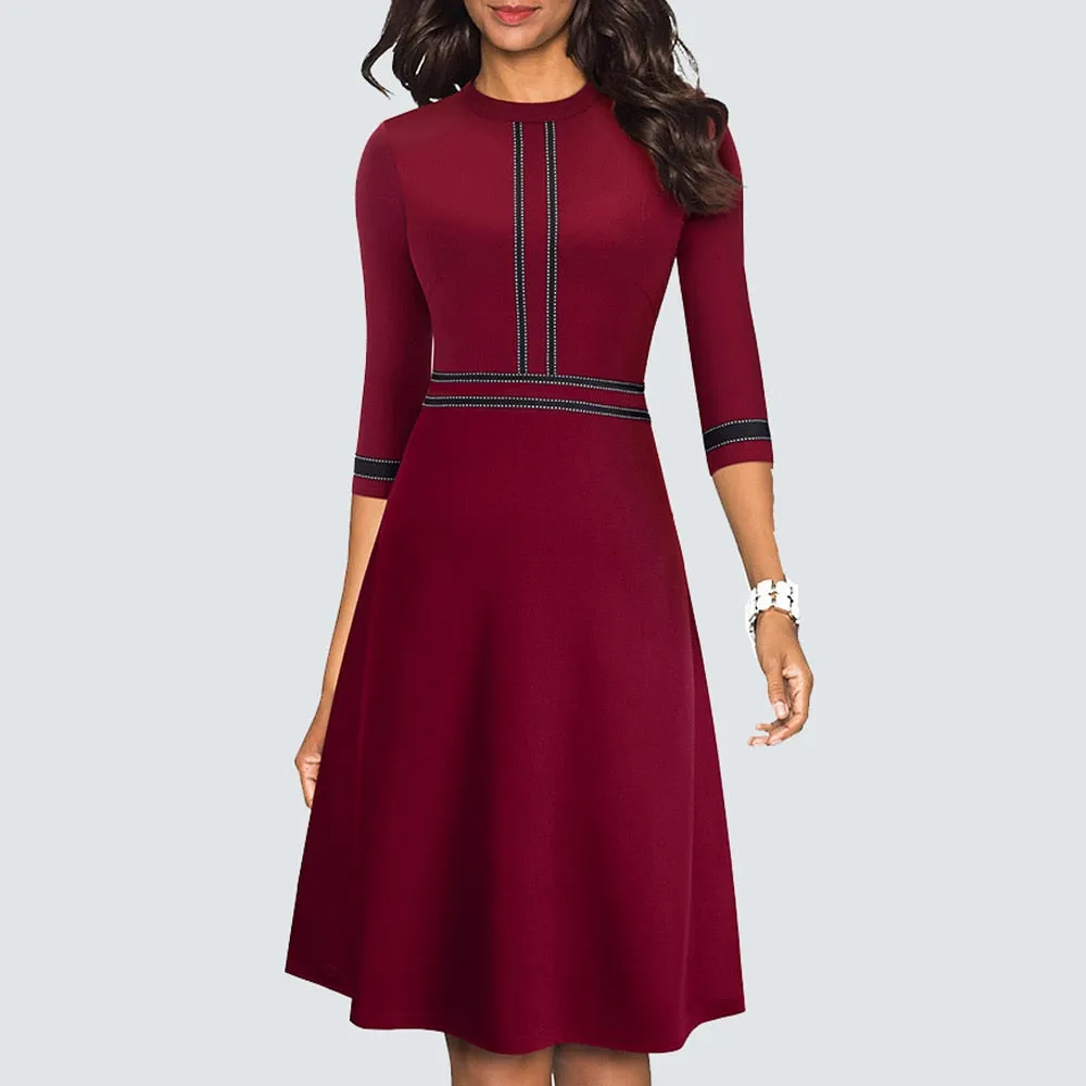 BerriesJam - 2024 Vintage Swing Office A Line Party Patchwork Dress