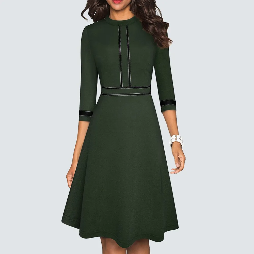 BerriesJam - 2024 Vintage Swing Office A Line Party Patchwork Dress