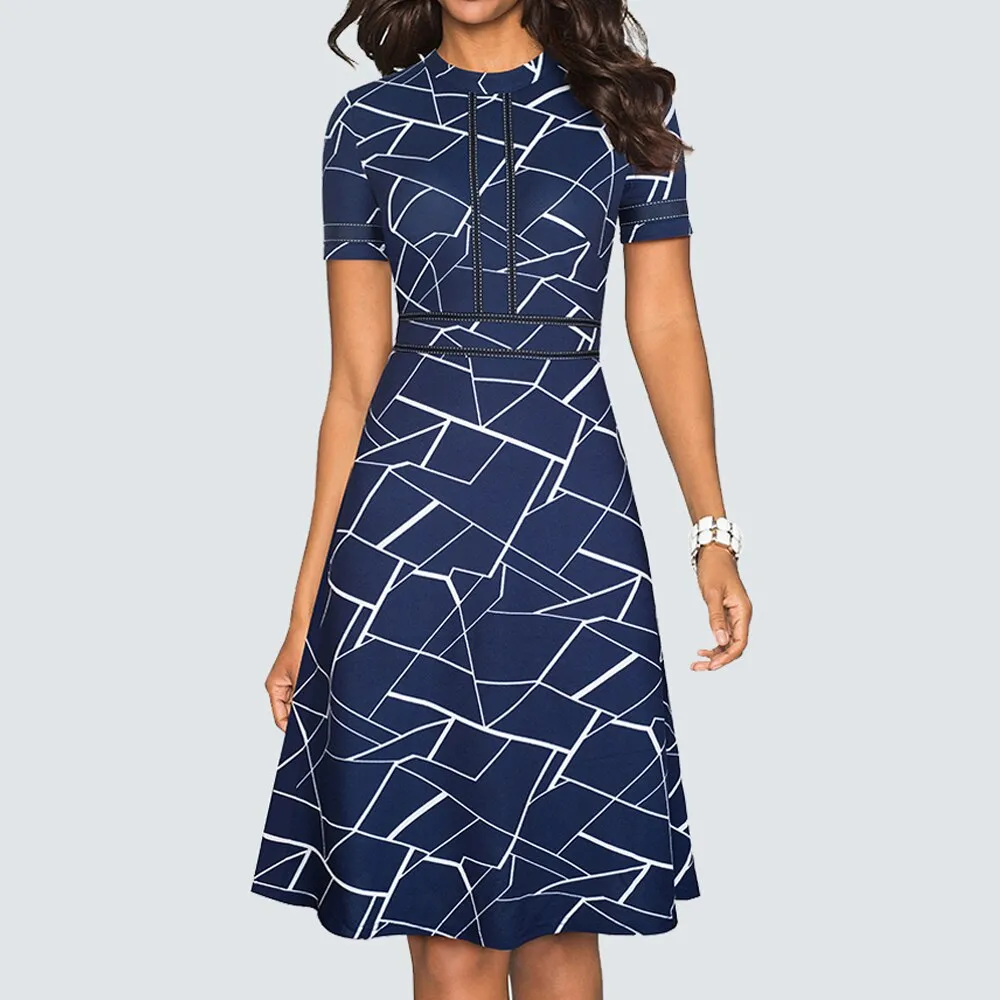 BerriesJam - 2024 Vintage Swing Office A Line Party Patchwork Dress