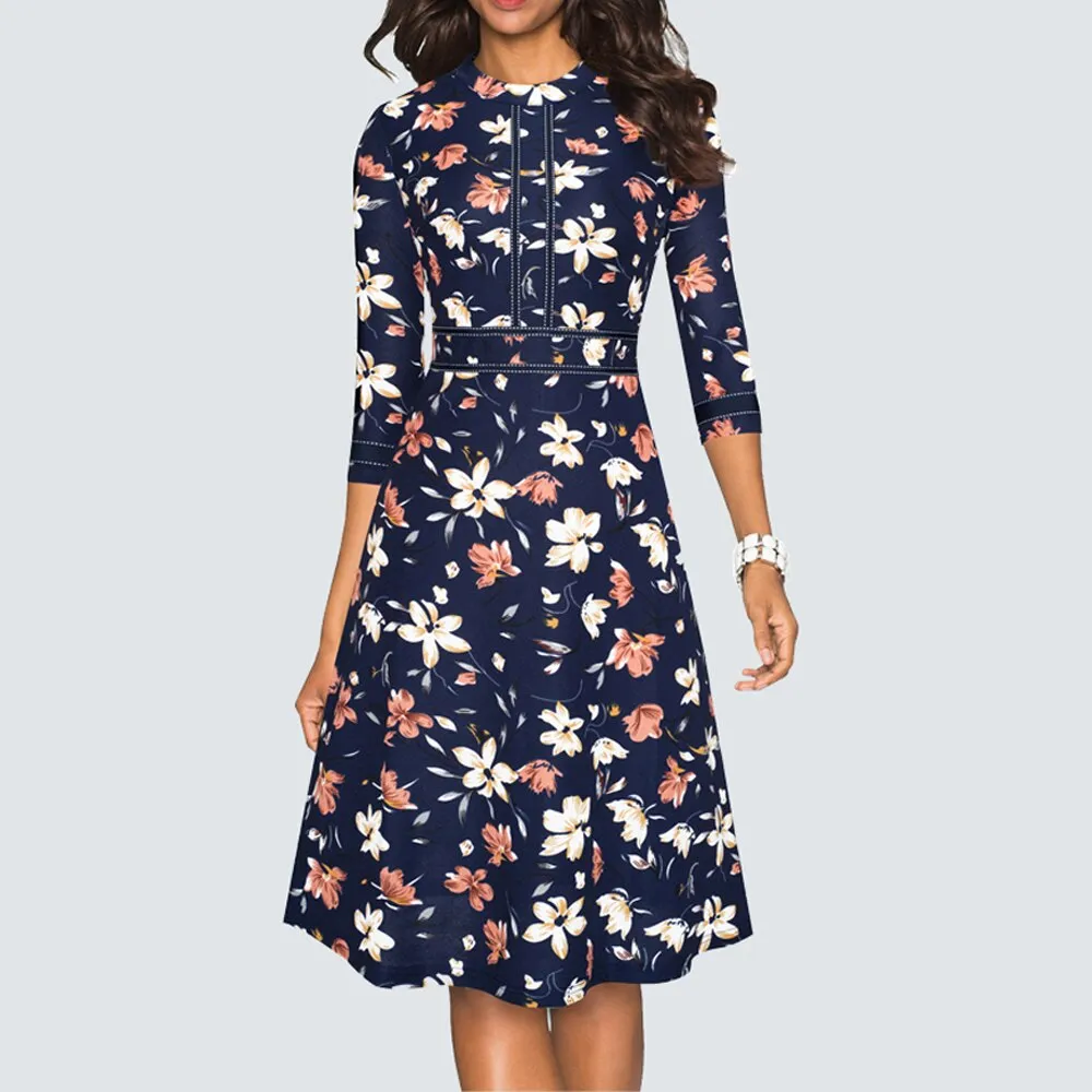 BerriesJam - 2024 Vintage Swing Office A Line Party Patchwork Dress