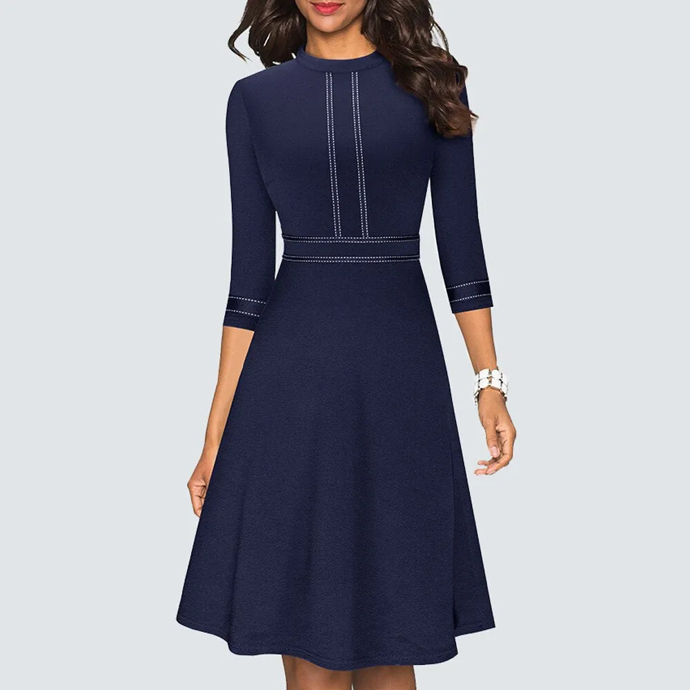 BerriesJam - 2024 Vintage Swing Office A Line Party Patchwork Dress