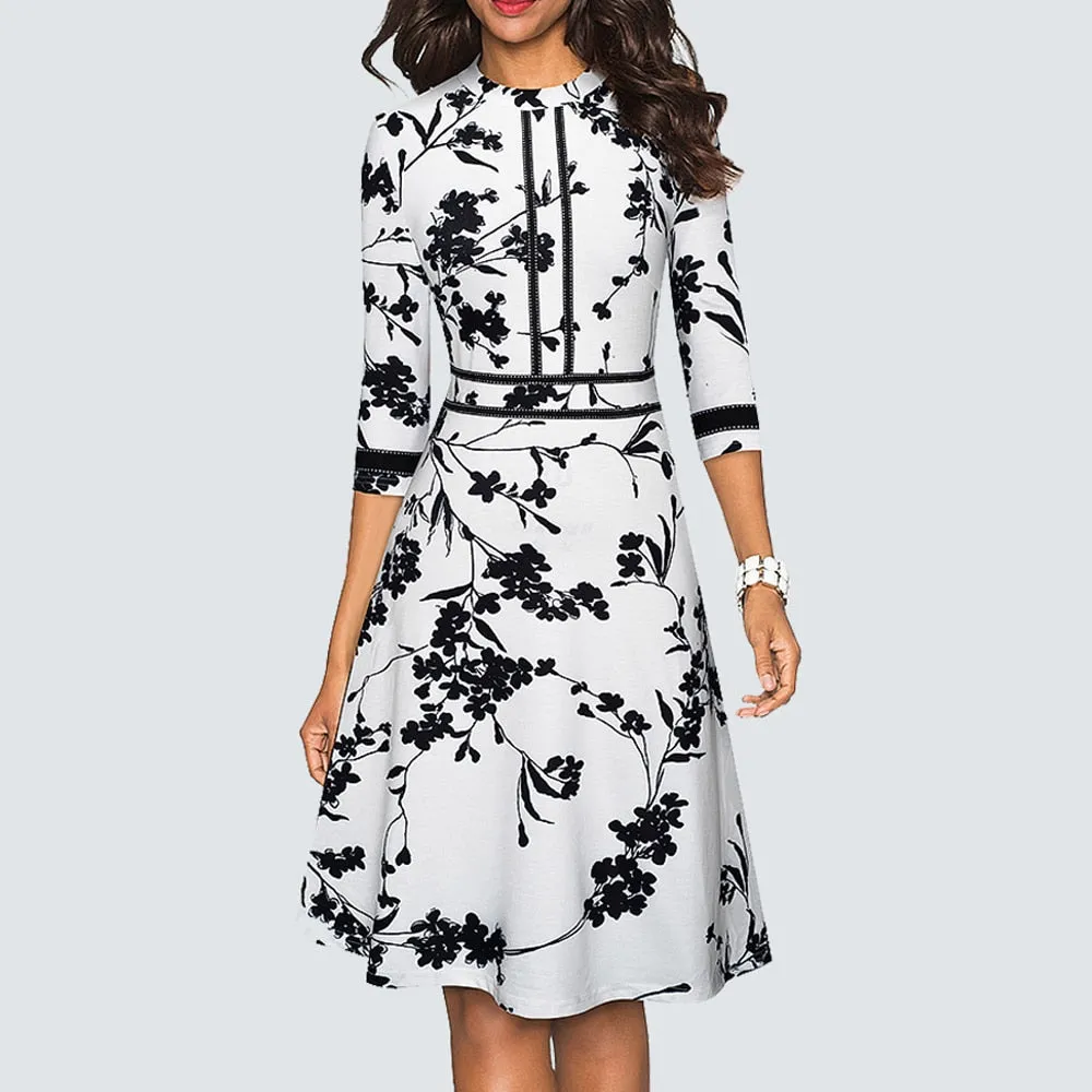 BerriesJam - 2024 Vintage Swing Office A Line Party Patchwork Dress