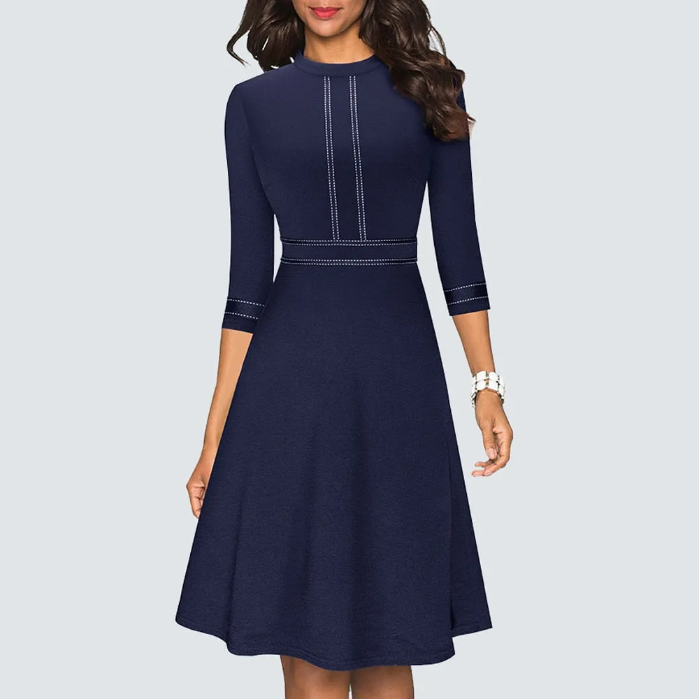 BerriesJam - 2024 Vintage Swing Office A Line Party Patchwork Dress