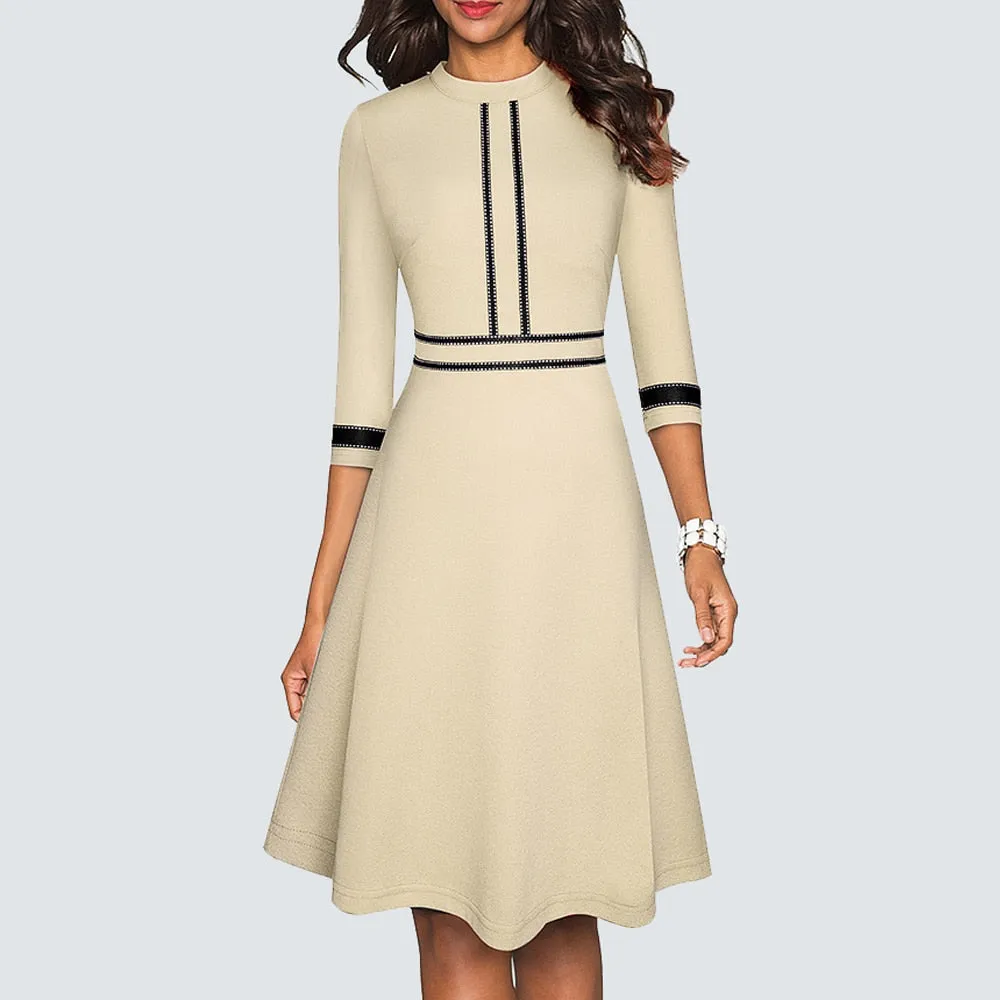 BerriesJam - 2024 Vintage Swing Office A Line Party Patchwork Dress