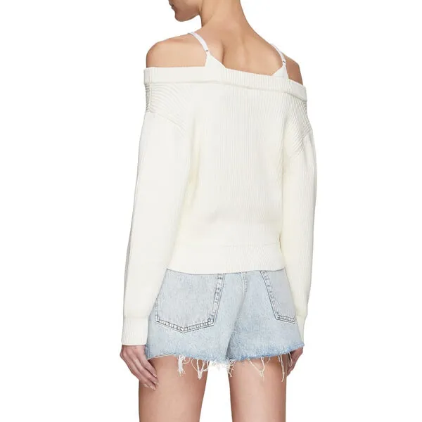 Bi-layer V-Neck Sweater with Satin Cami