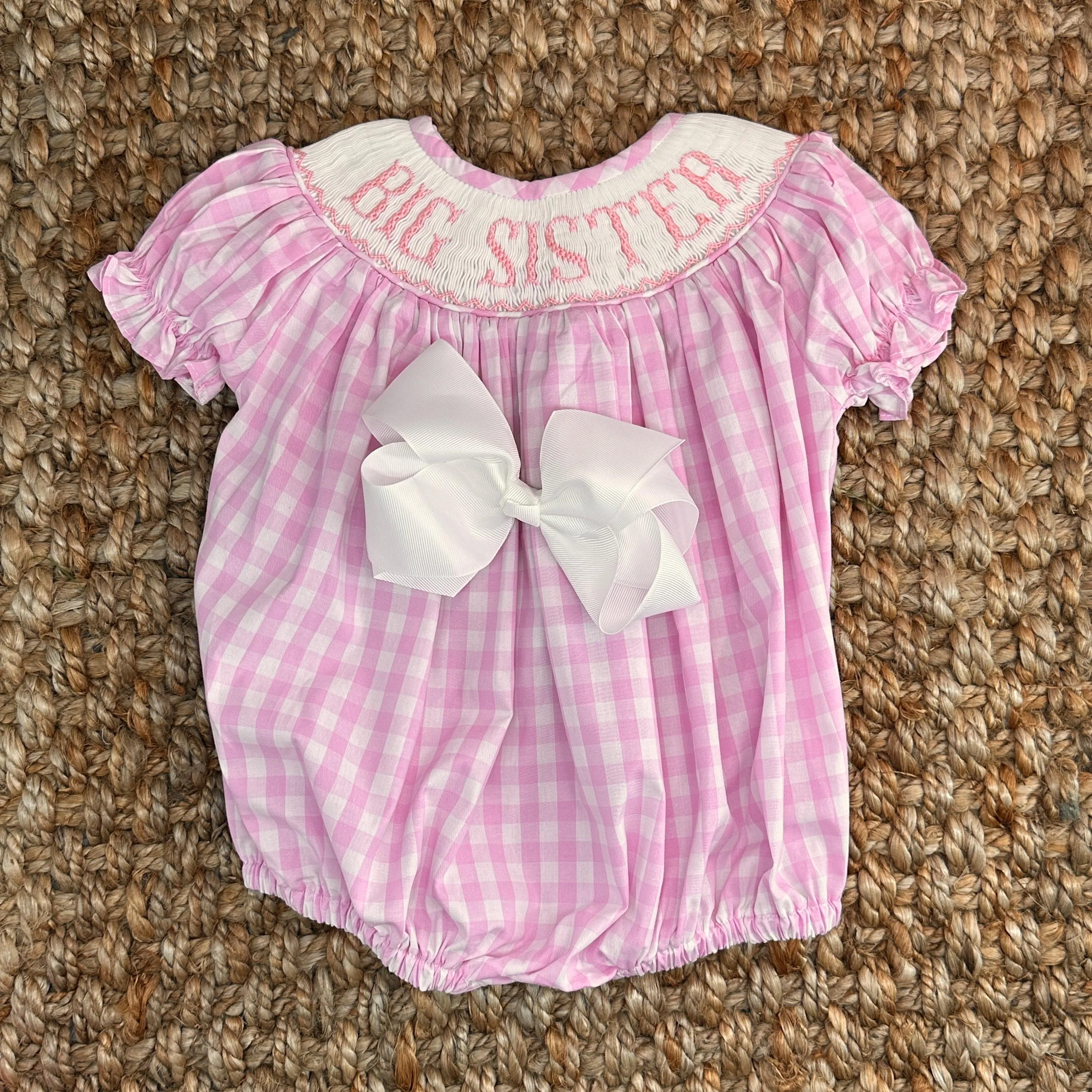 BIG Sister Smock Gingham Romper