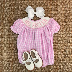 BIG Sister Smock Gingham Romper