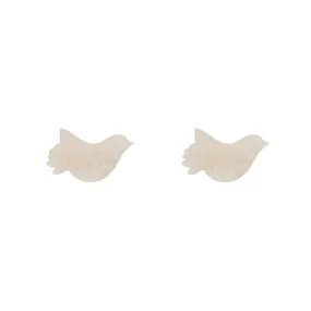 Bird Ripple Glitter Resin Stud Earrings - Cream