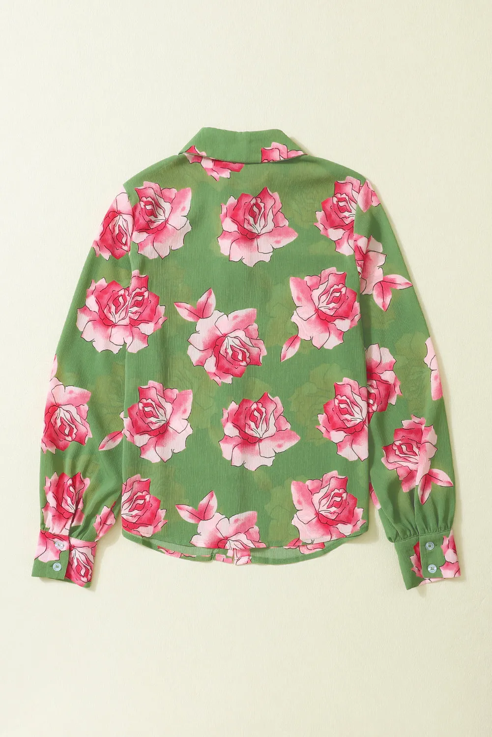 Black Floral Print Pleated Detail Puff Sleeve Shirt