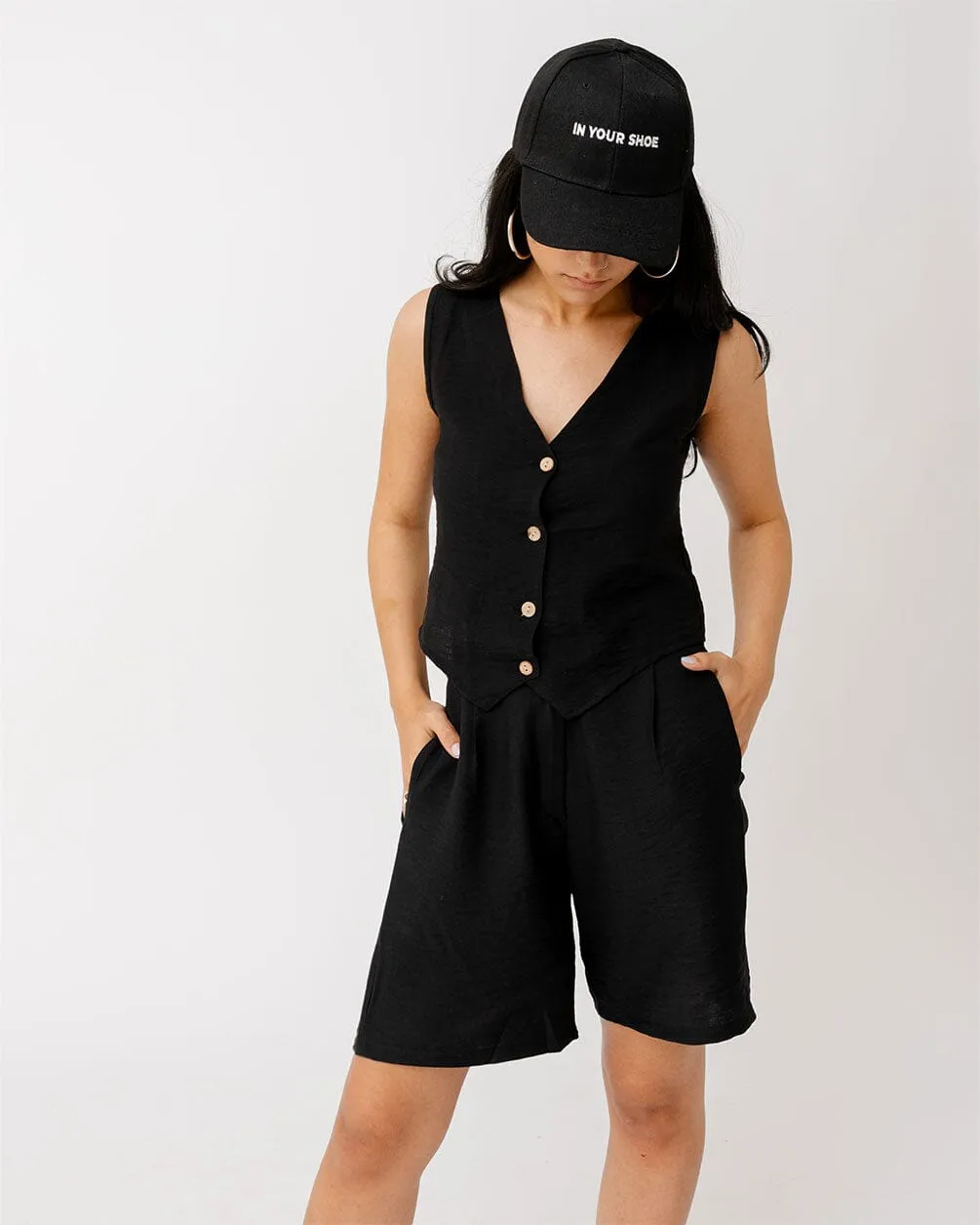 Black Linen Vest