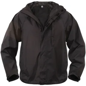 Black - Military Waterproof Stow 'N Go Rain Jacket