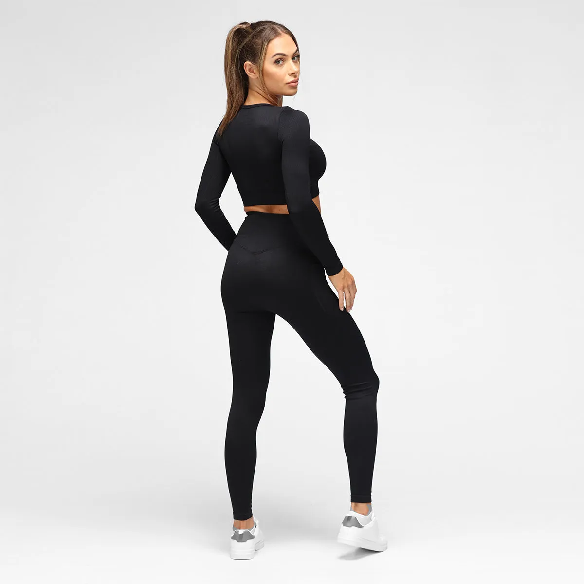 Black Ribbed Seamless Leggings