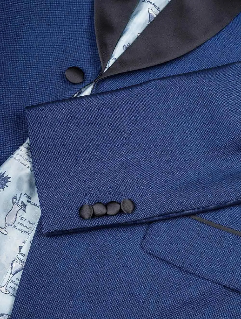 Blue Satin Lapel Classic Fit Dinner Suit Blue