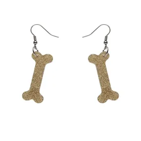 Bones Glitter Resin Drop Earrings - Gold