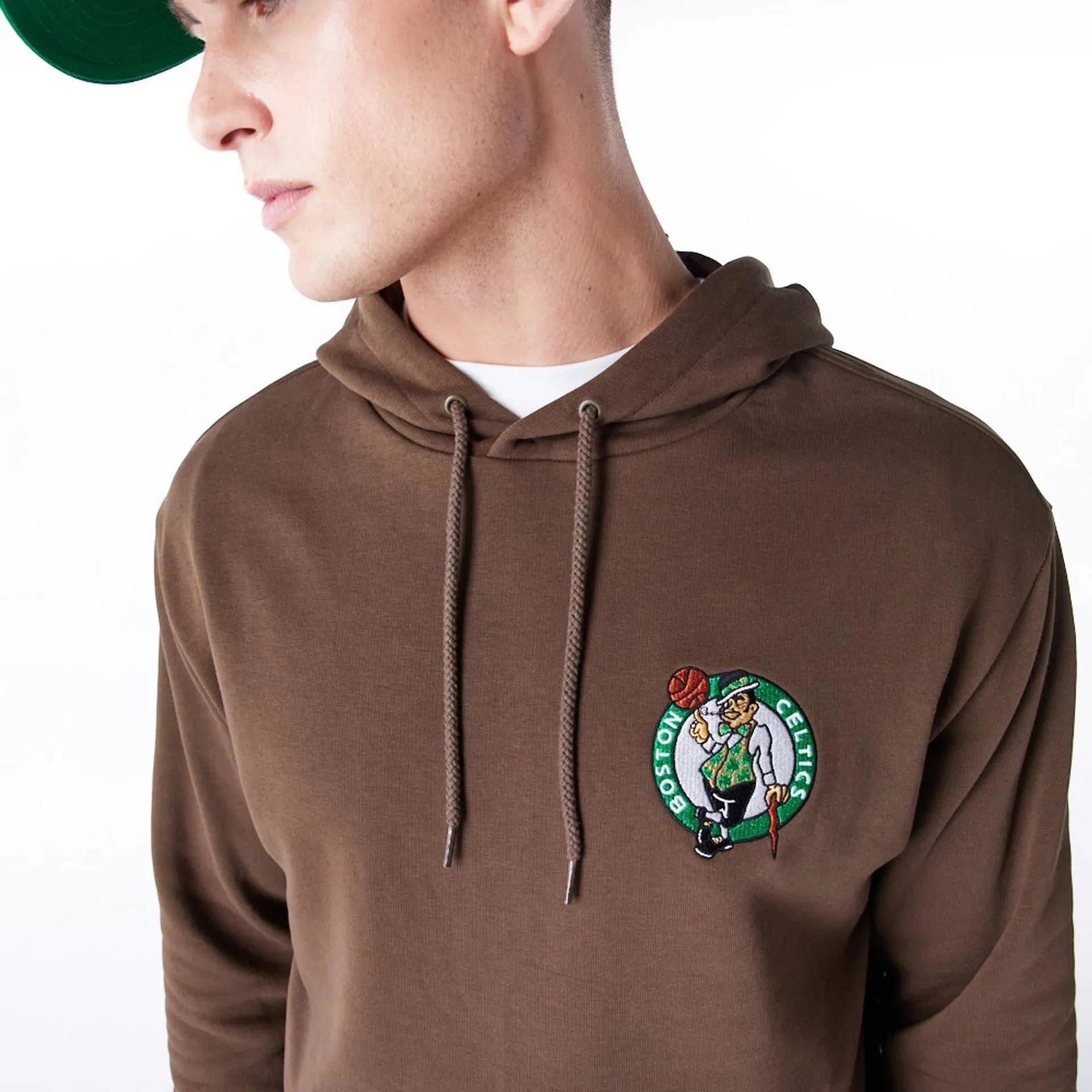 Boston Celtics League Essential Dark Brown Oversized Pullover Hoodie