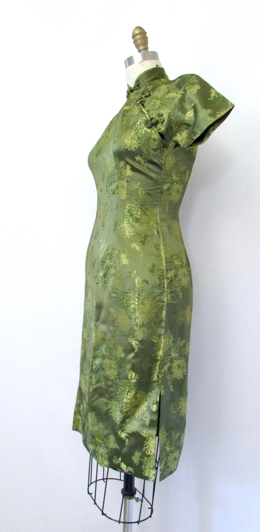 BROCADE CHEONGSAM 60s Cocktail Dress, Size Small