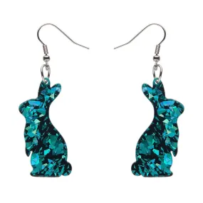 Bunny Chunky Glitter Resin Drop Earrings - Green