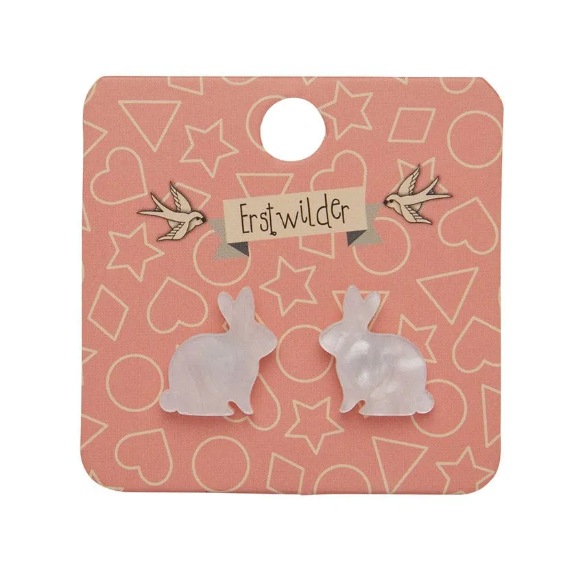 Bunny Ripple Resin Stud Earrings - White