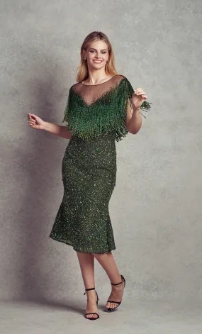 Calla Cocktail Dress - Black / Green (V1-C11)