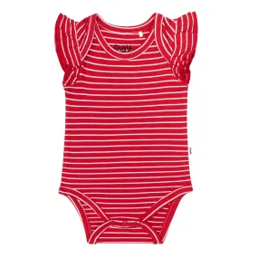 Candy Red Stripes Flutter Bodysuit