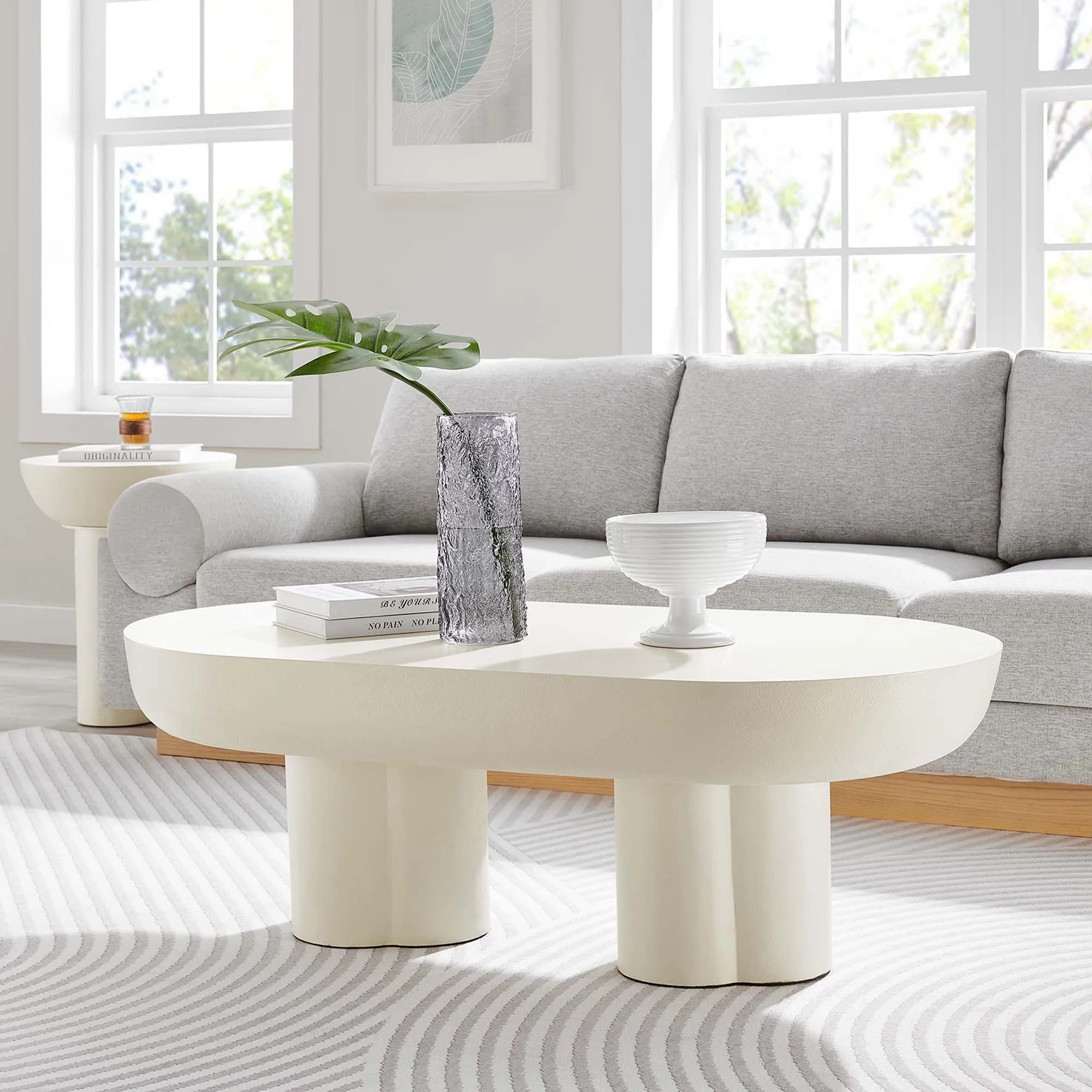 Caspian Oval Concrete Coffee Table by Modway