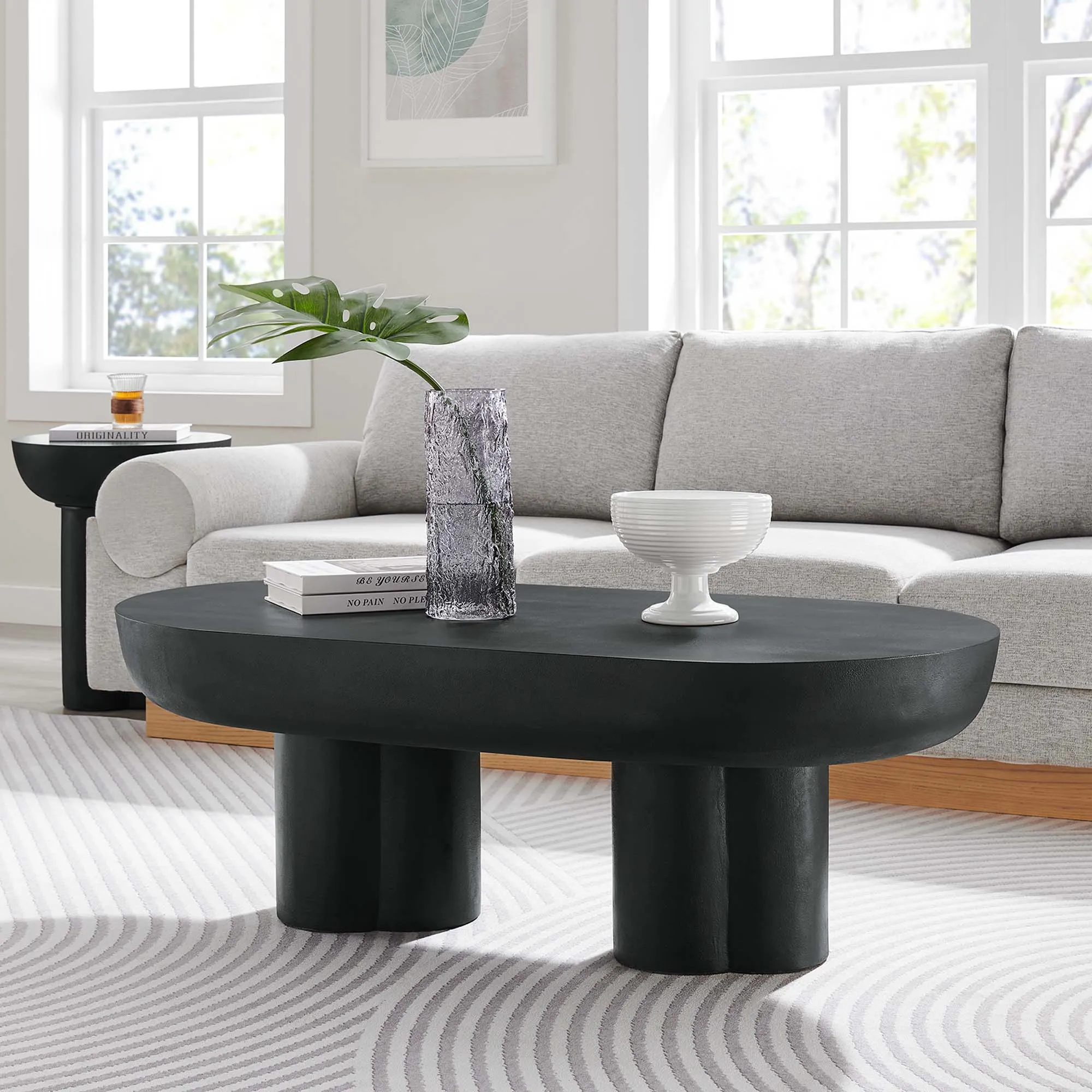 Caspian Oval Concrete Coffee Table by Modway