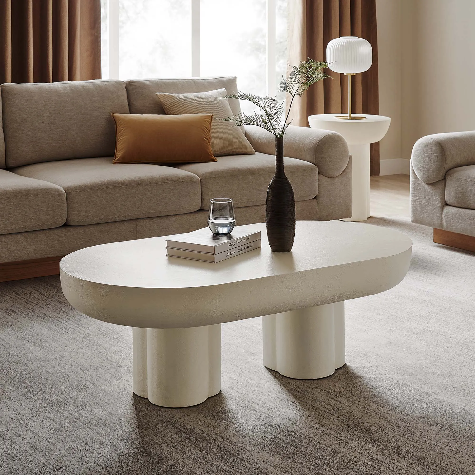 Caspian Oval Concrete Coffee Table by Modway