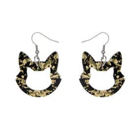 Cat Head Chunky Glitter Resin Drop Earrings - Yellow