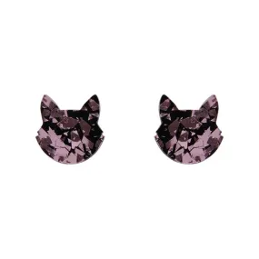 Cat Head Chunky Glitter Resin Stud Earrings - Pink