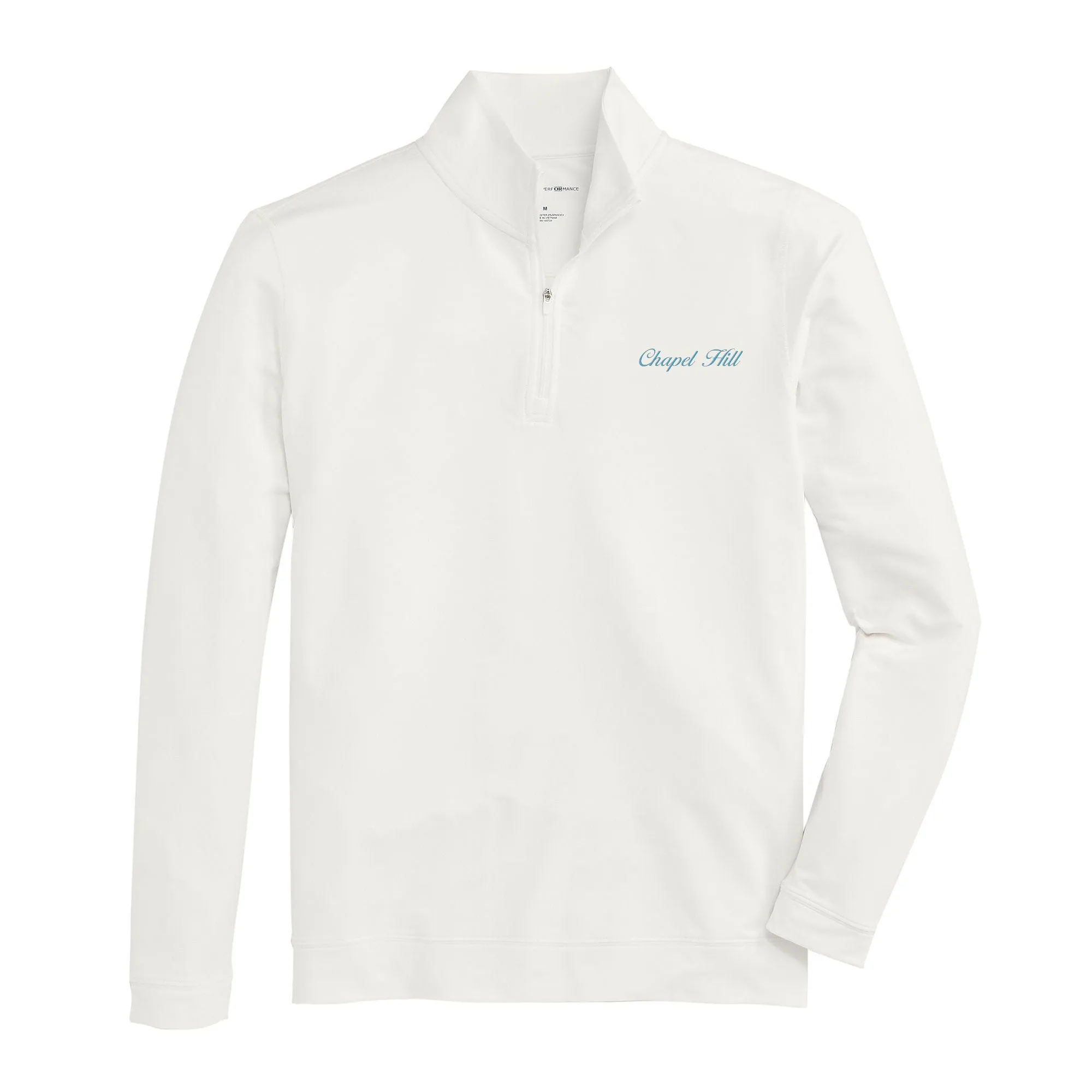 Chapel Hill Town Script Flow 1/4 Zip Pullover - White