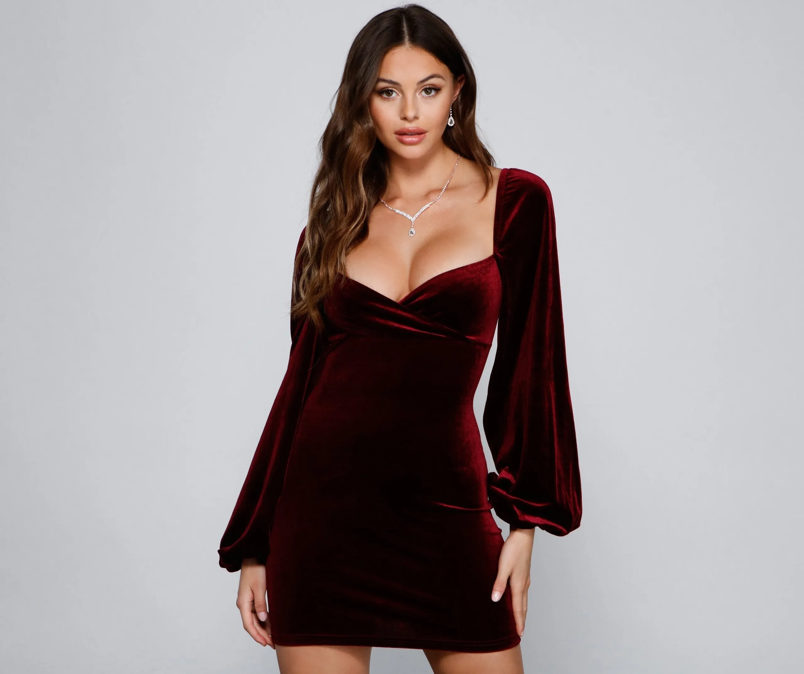 Chic Glamour Stylish Velvet Mini Dress